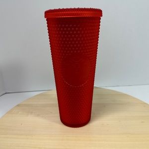 2020 Starbucks Matte Red Studded Tumbler Cup Venti Size 24 Oz New No Straw